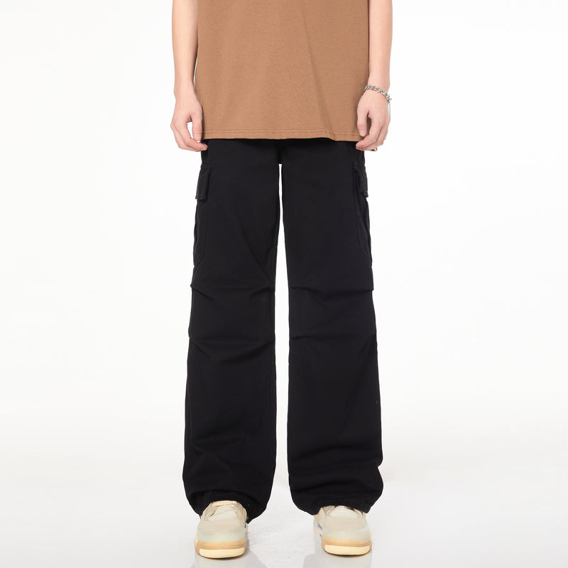 American Loose Straight Drape Wide Leg Large Pocket Casual Pants