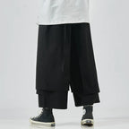 Japanese Style Flowing Straps Fake Two-piece Loose Casual Pants