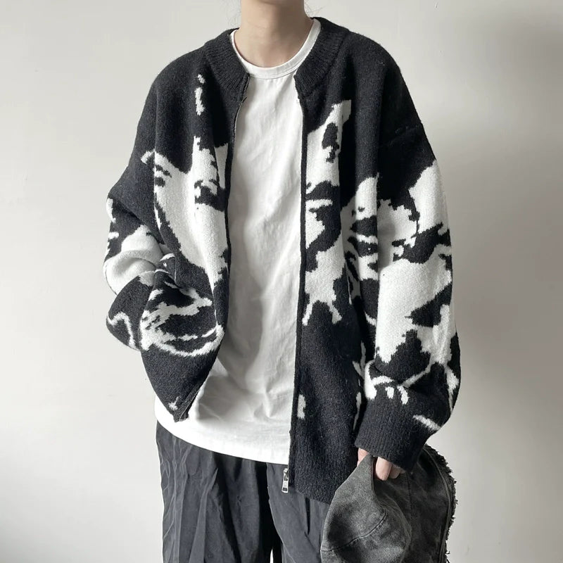 Tie-dyed Knitted Loose Cardigan