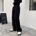 Contrast Color Webbing Wide-leg Trousers