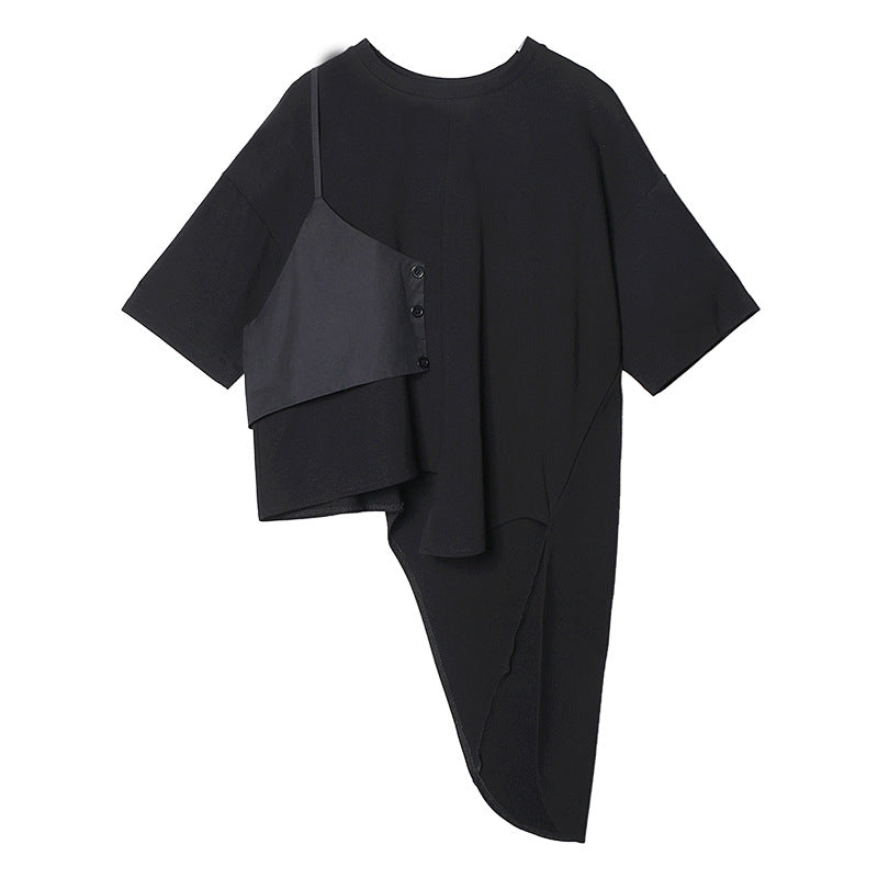Japanese Casual Two-piece Irregular Short-sleeved Pleated Skirt