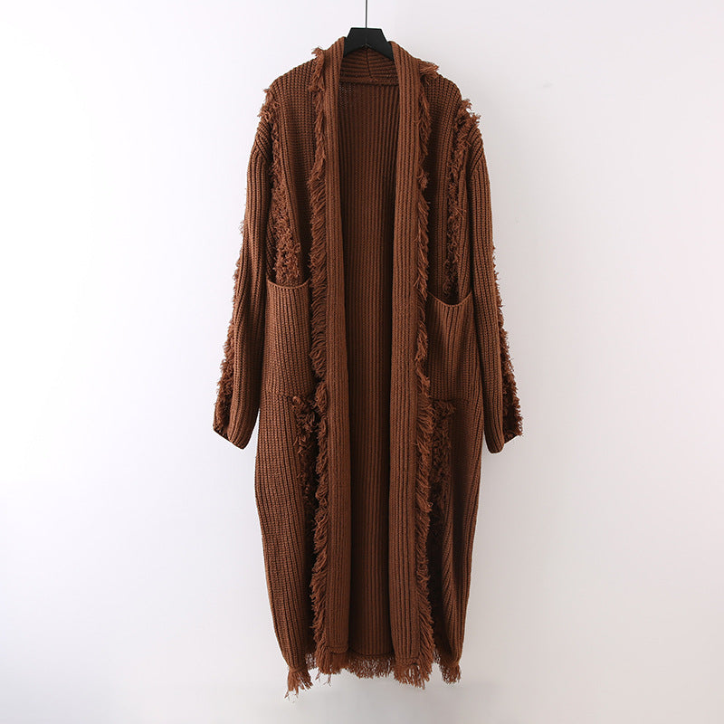 Tassel Loose Thickened Knitted Cardigan