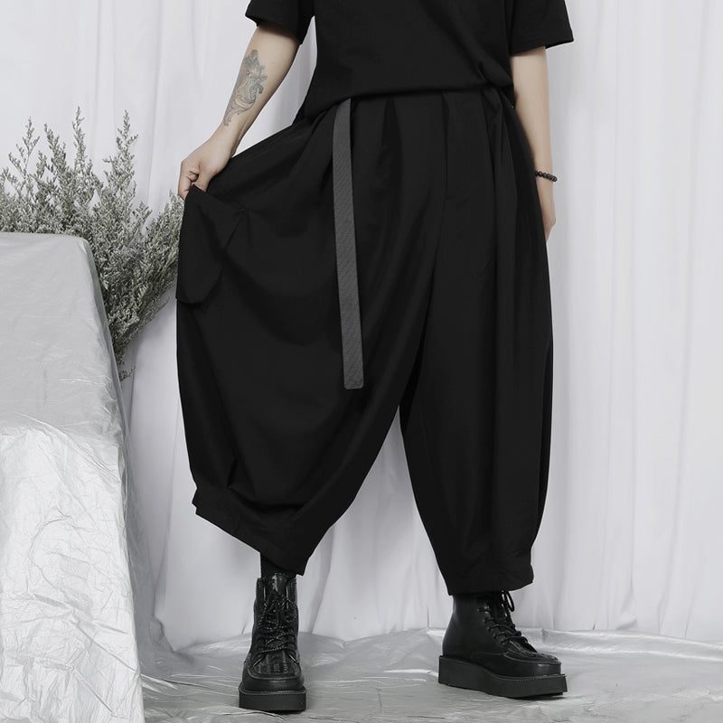 Japanese Large Pocket Casual Wide-leg Pants Hakama
