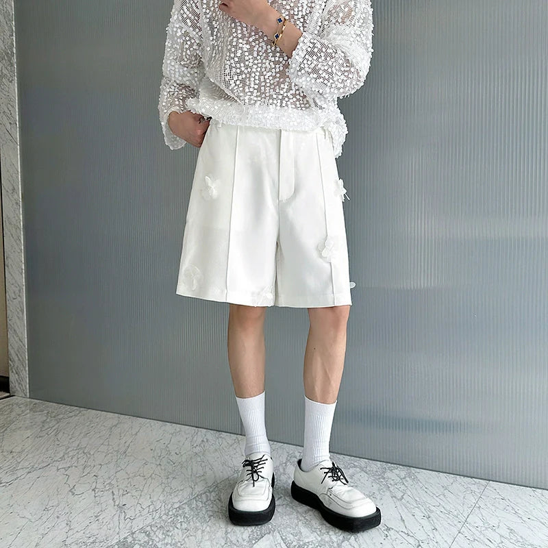 3D Embellished Casual Wide-leg Shorts