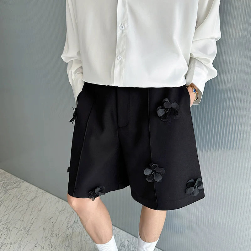 3D Embellished Casual Wide-leg Shorts
