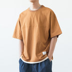 Japanese Loose Drop Shoulder Fake Two Piece T-shirt