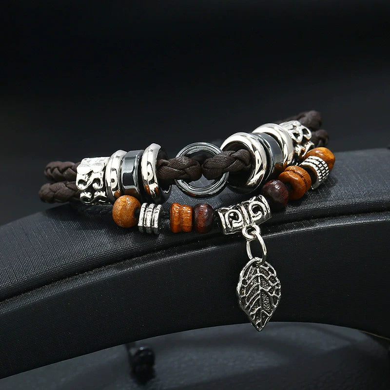 Multi-layered Braided Leather Bracelet