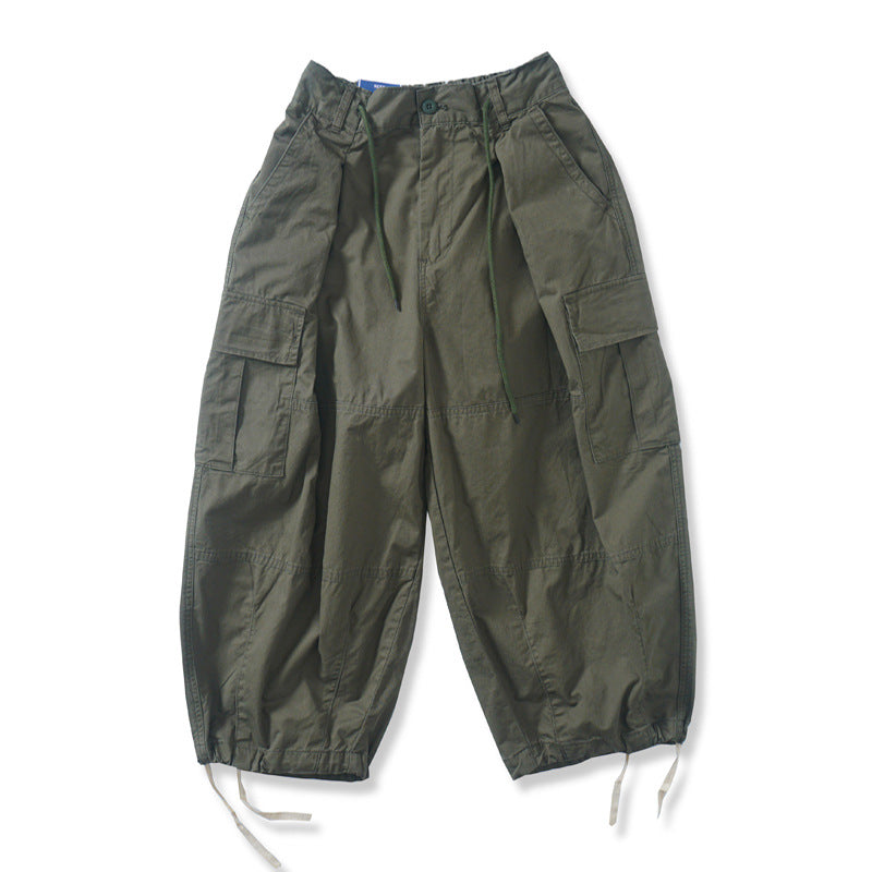Japanese Retro Silhouette Multi-pocket Straight Wide-leg Pants