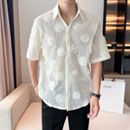 Hollow 3D Floral Short-sleeved Shirt