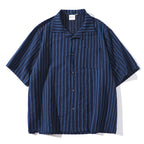 Japanese Retro Striped Loose Casual Work Shirt