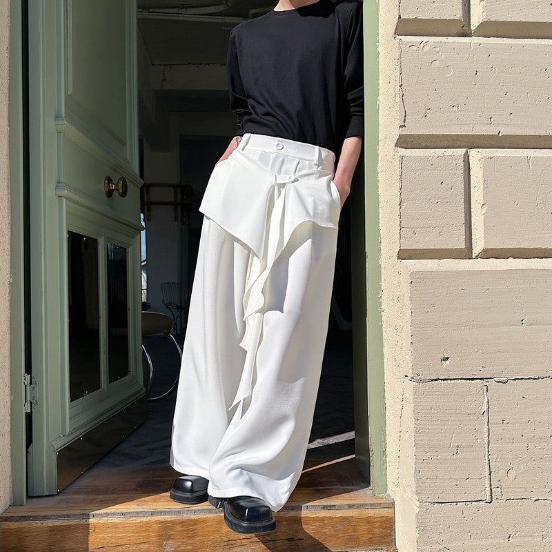 Retro Ribbon Casual Wide-leg Irregular Trousers