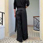 Waist tie Fake Two-piece Casual Straight Trousers