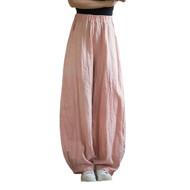 Tie-Dyed Cotton And Linen Casual Bloomers