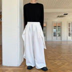 Retro Ribbon Casual Wide-leg Irregular Trousers