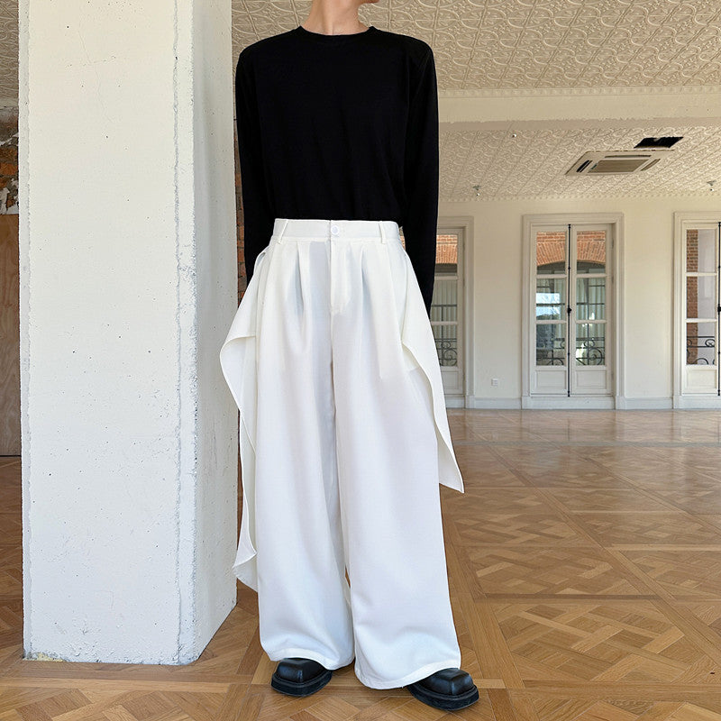 Retro Ribbon Casual Wide-leg Irregular Trousers