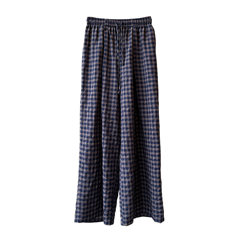 Retro Plaid Loose Casual Straight Wide-leg Pants