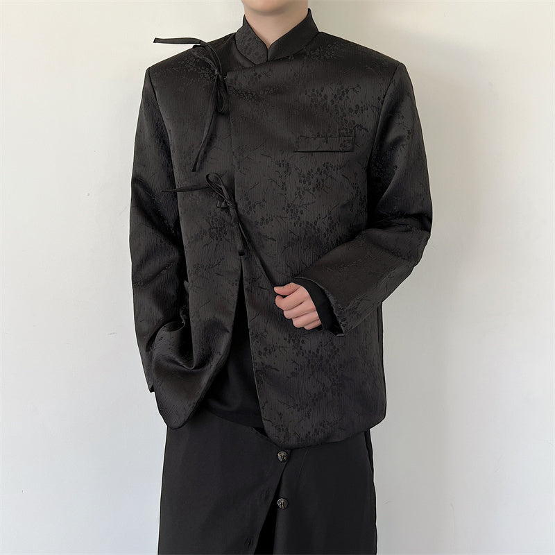 Retro Tang Suit Jacquard Lace-up Blazer