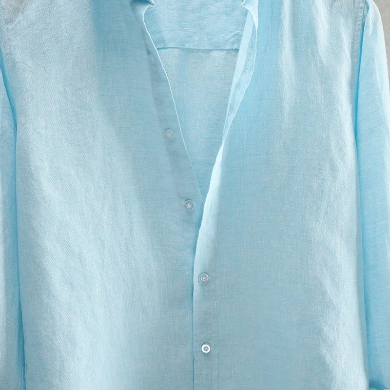 Lapel Linen Loose Thin Casual Shirt