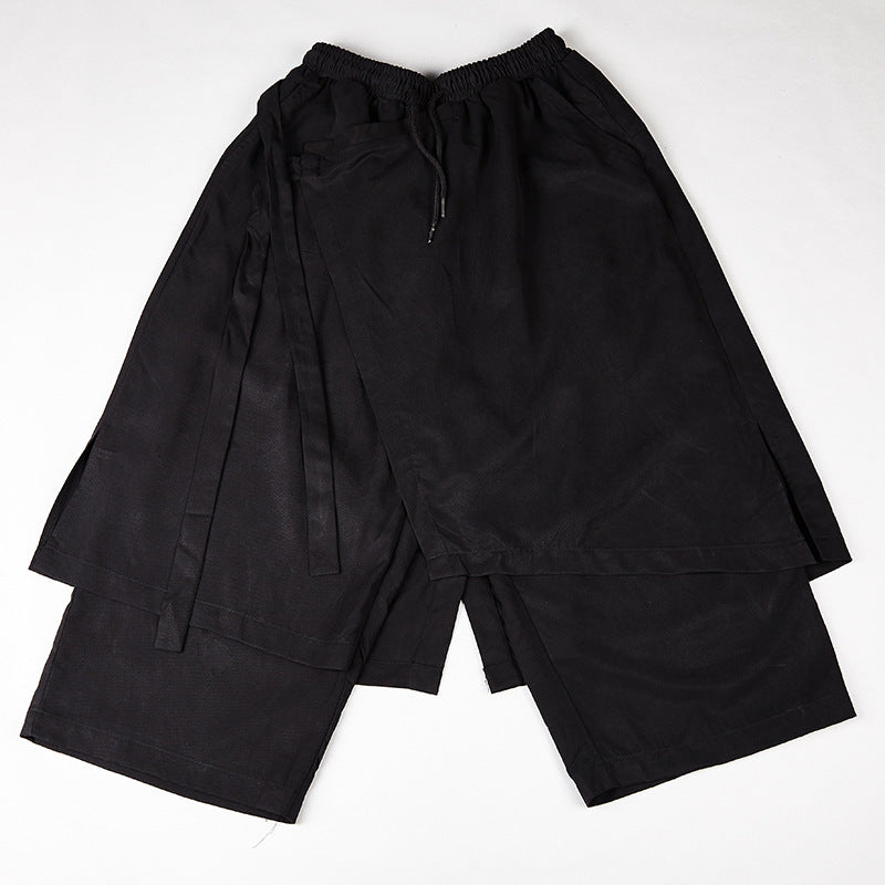 Loose Cropped Culottes Multi-layer Hakama Pants