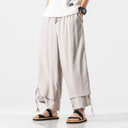 Japanese Style Cotton and Linen Side Strap Two-piece Culottes
