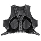 Mesh Short Denim Vest