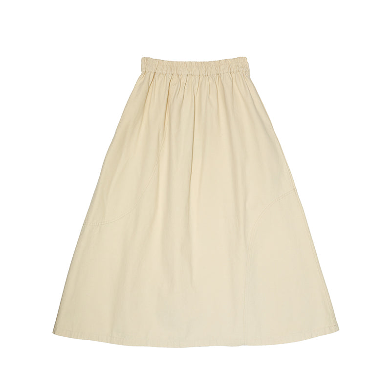 Solid Color Elastic Waist Skirt