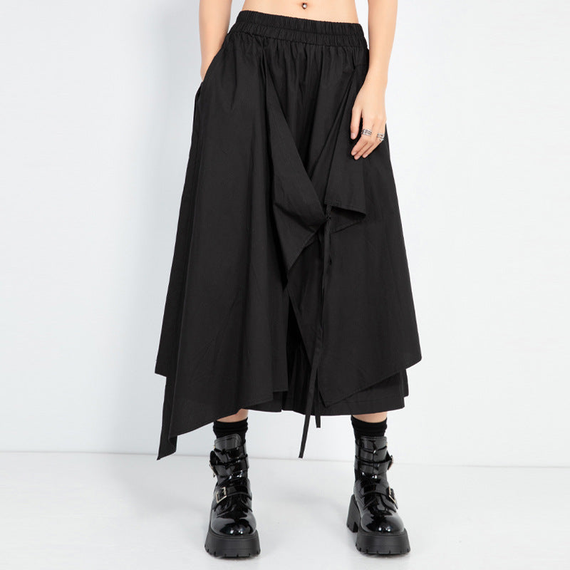 Elastic Waist Irregular Patchwork Skirt Pants