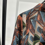 Retro Geometric Print Loose Long-sleeved Shirt