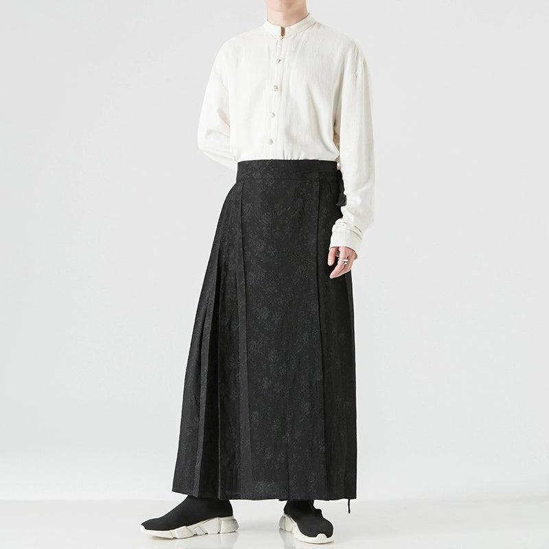 Hanfu Tie Pleated Skirt Hakama Pants