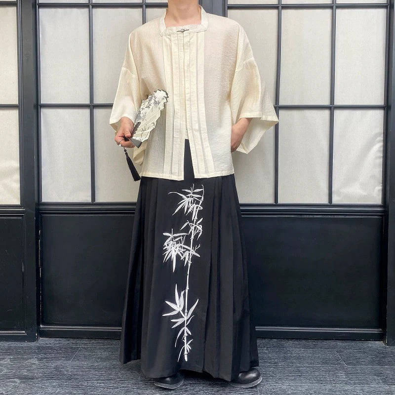 Summer Square Collar Mid-Sleeve Hanfu Shirt
