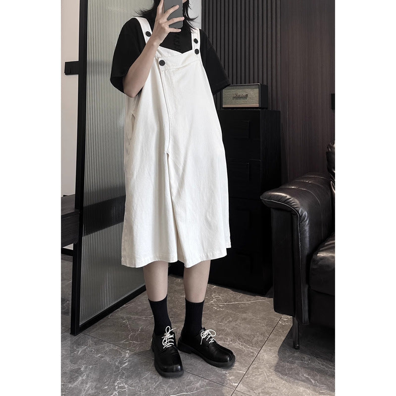 Solid Color Loose Casual Wide-leg Overalls