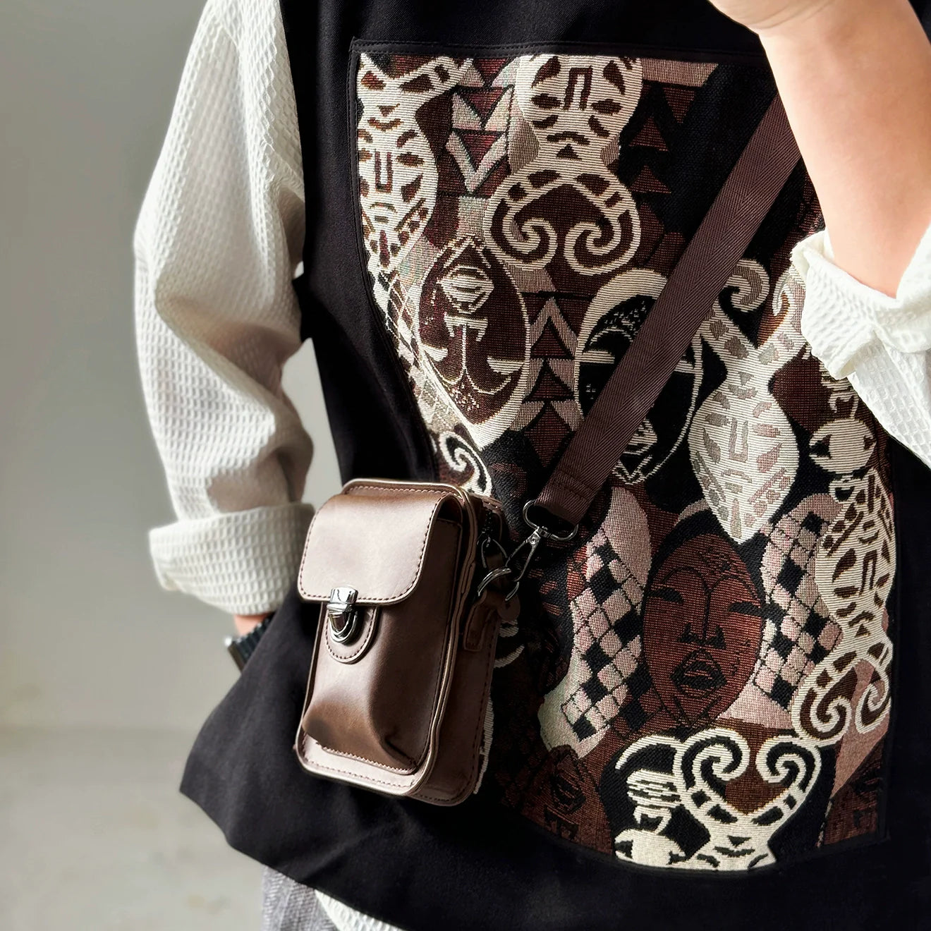 【Mask】Loose-fitting Patchwork Vest