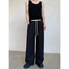 Retro High Waist Drape Striped Casual Pants