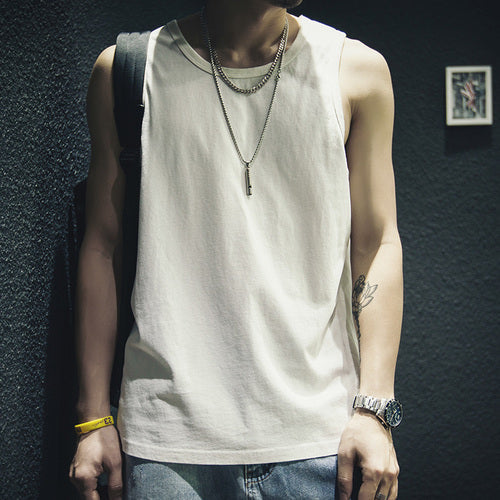 Solid Color Loose Sleeveless T-shirt