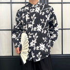 Stand Collar Button Down Printed Shirt