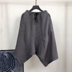 Loose Cotton and Linen Striped Drop Crotch Harem Pants