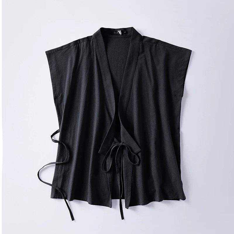 Slanted Collar Loose Vest