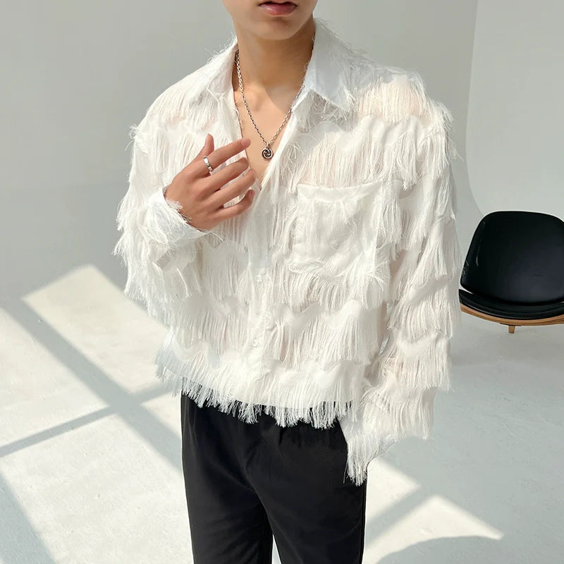 Three-dimensional Wave Tassel Shirt