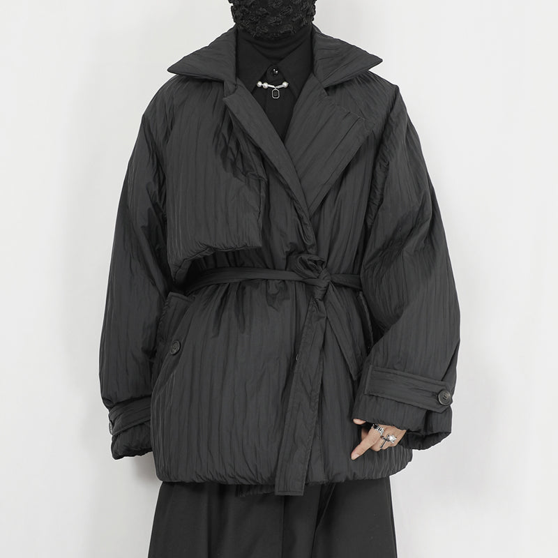 Winter White Duck Down Thickened Pleated Loose Jacket