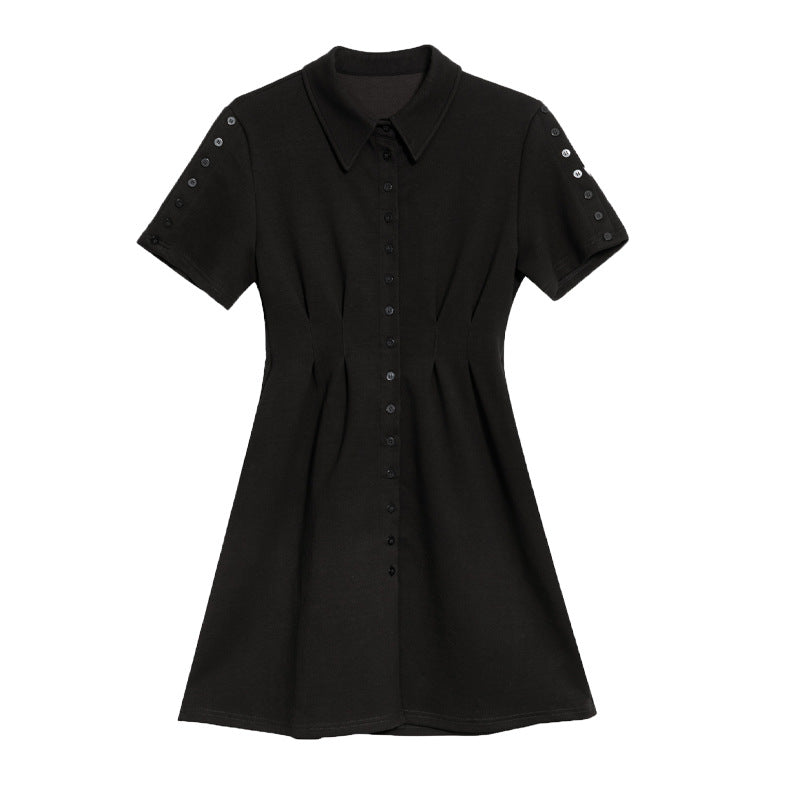 Polo Neck Pleated Casual Dress