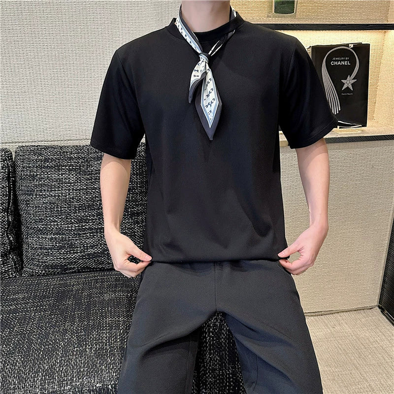 Summer Round Neck Loose Scarf Casual T-shirt