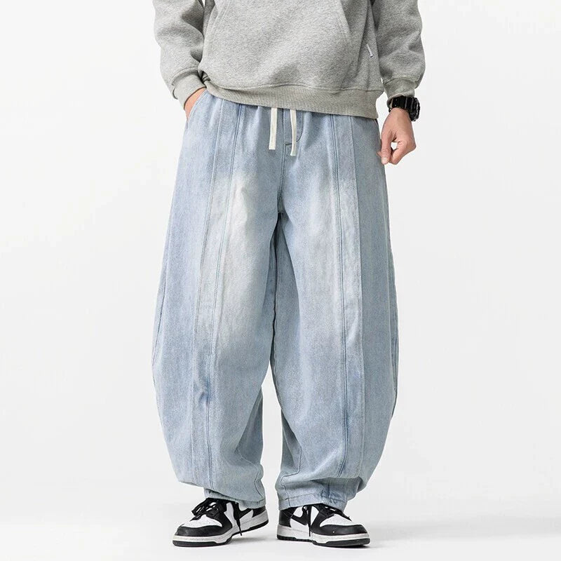 Japanese Retro Machete Denim Loose Wide-leg Harem Pants