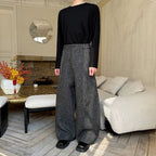 Woolen High Waist Loose Wide Leg Pants