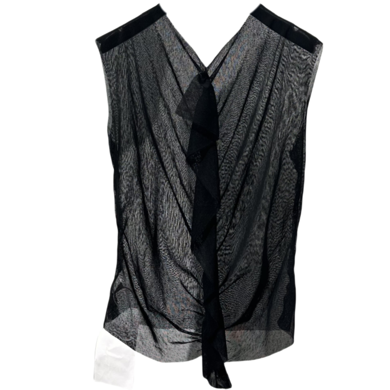 Mesh Hollow V-neck Sleeveless Vest