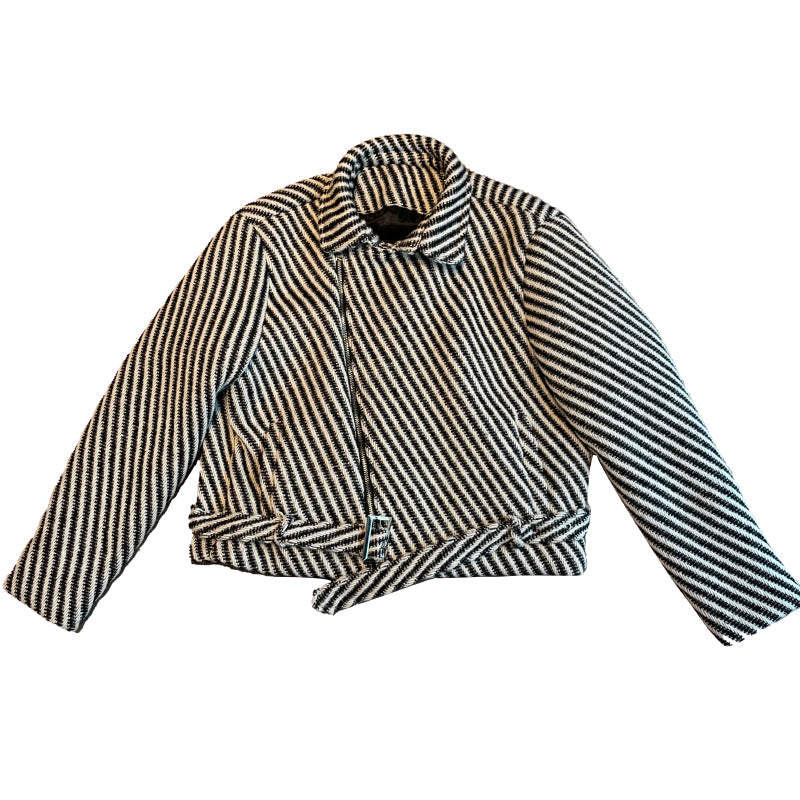 Striped Padded Cropped Jacket