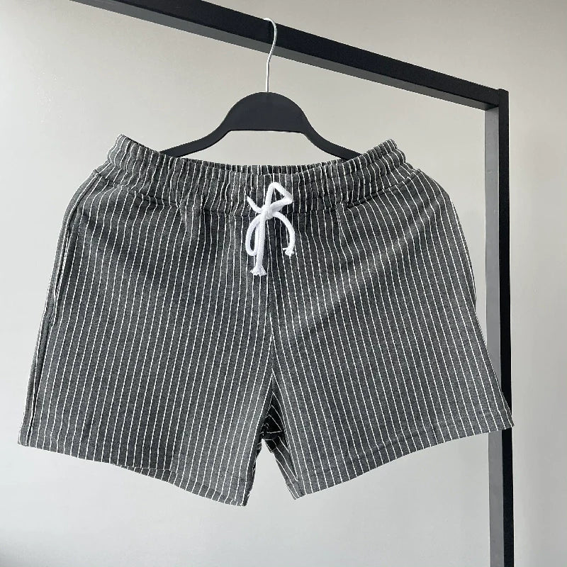 Cotton Striped 3-quarter Casual Shorts