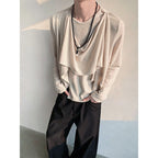 Retro Knitted Patchwork Irregular Long-sleeved Sweater