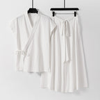 Two Piece Vest Sleeveless Cotton And Linen Suit