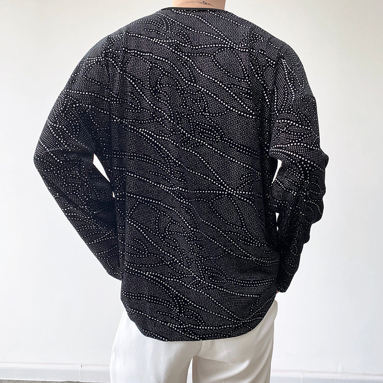 Retro V-neck Long-sleeved T-shirt