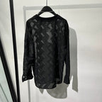 Hollow Transparent Loose Round Neck Shirts